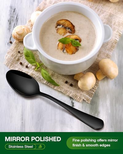 20 Piece Black Silverware Set, Stainless Steel Flatware Set for 4 Food Grade Cutlery Utensil Set Include Knife Fork Spoon Mirror Polished Dishwasher Safe - Image 6