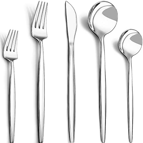 40-Piece Silverware Set for 8, CEKEE Stainless Steel Flatware Cutlery Set Included Knife Spoon and Fork, Kitchen Utensils Set for Home Hotel Wedding Restaurant - Mirror Polished & Dishwasher Safe - Image 2