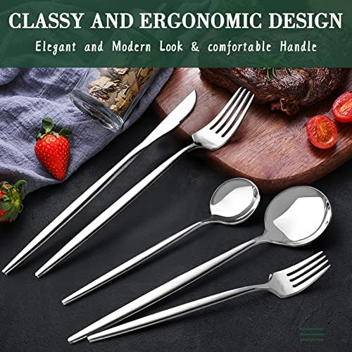40-Piece Silverware Set for 8, CEKEE Stainless Steel Flatware Cutlery Set Included Knife Spoon and Fork, Kitchen Utensils Set for Home Hotel Wedding Restaurant - Mirror Polished & Dishwasher Safe - Image 4