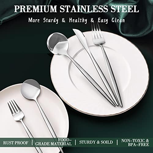 40-Piece Silverware Set for 8, CEKEE Stainless Steel Flatware Cutlery Set Included Knife Spoon and Fork, Kitchen Utensils Set for Home Hotel Wedding Restaurant - Mirror Polished & Dishwasher Safe - Image 5
