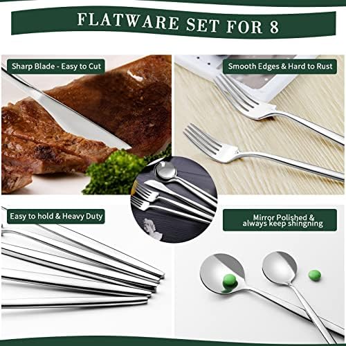 40-Piece Silverware Set for 8, CEKEE Stainless Steel Flatware Cutlery Set Included Knife Spoon and Fork, Kitchen Utensils Set for Home Hotel Wedding Restaurant - Mirror Polished & Dishwasher Safe - Image 6