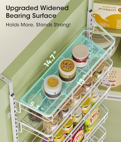 8-Tier Adjustable Over the Door Pantry Organizer with 2 Sets Hooks Fits Most Doors, Hanging Spice Rack for Pantry Door Organizer And Storage, White - Image 6