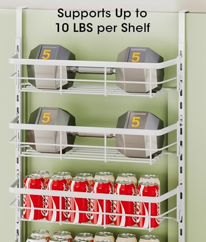 8-Tier Adjustable Over the Door Pantry Organizer with 2 Sets Hooks Fits Most Doors, Hanging Spice Rack for Pantry Door Organizer And Storage, White - Image 8