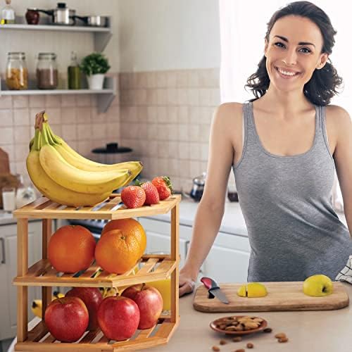 Cabinet Organizer Shelf - Bamboo Corner Rack for Kitchen Counter, Cabinet Space Saver for Plates, Dishes, Bowls, Bread - Pantry and Bathroom Storage or Countertop - Useful Home & Housewarming Gift - Image 3
