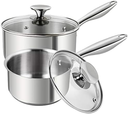 MICHELANGELO Stainless Steel Saucepan Set 1Qt & 2Qt, Premium German Technology Sauce Pans 2 Piece, 18/10 Stainless Steel Sauce Pan Set, Induction Compatible - Image 2