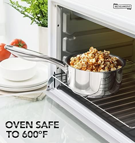 MICHELANGELO Stainless Steel Saucepan Set 1Qt & 2Qt, Premium German Technology Sauce Pans 2 Piece, 18/10 Stainless Steel Sauce Pan Set, Induction Compatible - Image 3