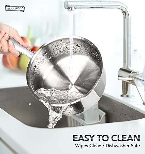 MICHELANGELO Stainless Steel Saucepan Set 1Qt & 2Qt, Premium German Technology Sauce Pans 2 Piece, 18/10 Stainless Steel Sauce Pan Set, Induction Compatible - Image 7